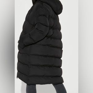 Black long puffer jacket.  Size M.